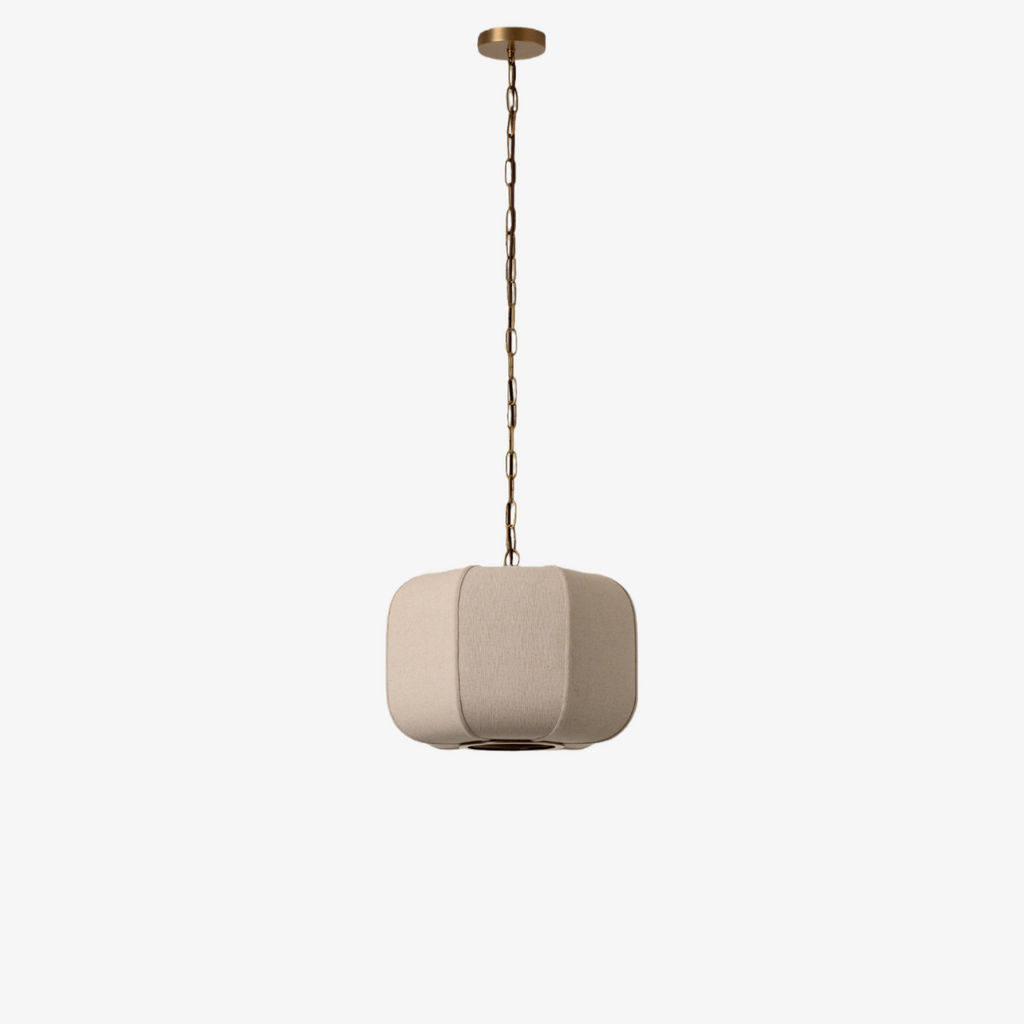 Loomis Tall Pendant with Textured Linen Shade – Industrial to Modern Pendant for Dining Room and Kitchen Island | Esilora
