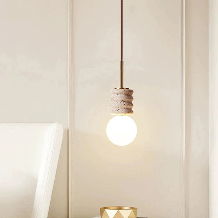 Nowoczesna kamienna lampa wisząca LED przy łóżku | Esilora