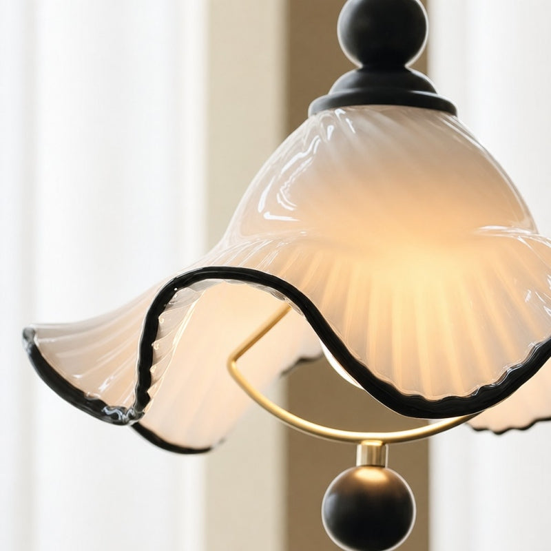 Javina Glass Pendant Light - French Vintage Ruffled Wave Shade for Bedroom and Dining Room | Esilora