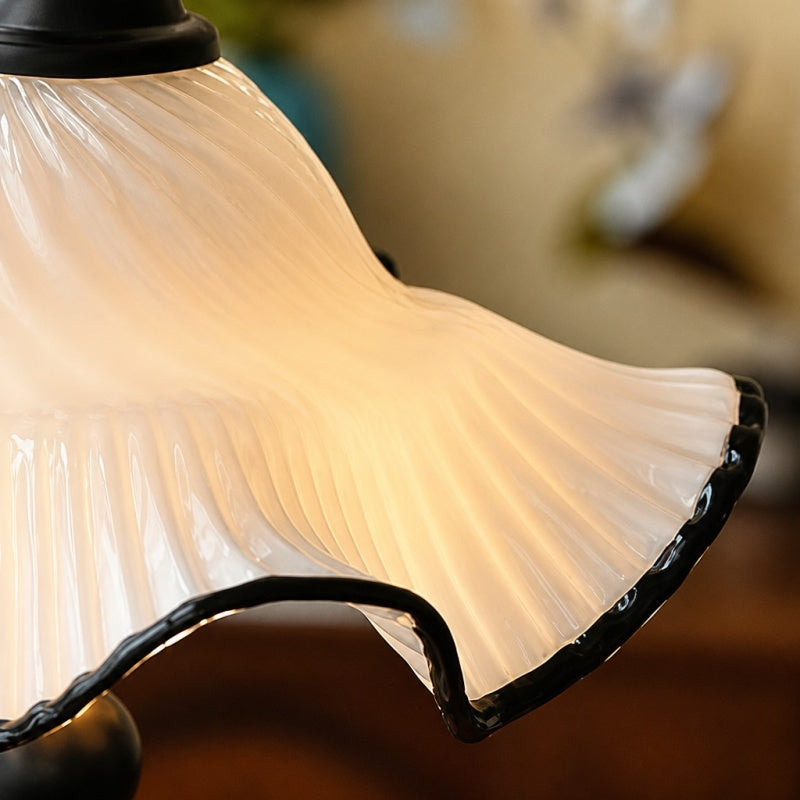 Javina Glass Pendant Light - French Vintage Ruffled Wave Shade for Bedroom and Dining Room | Esilora
