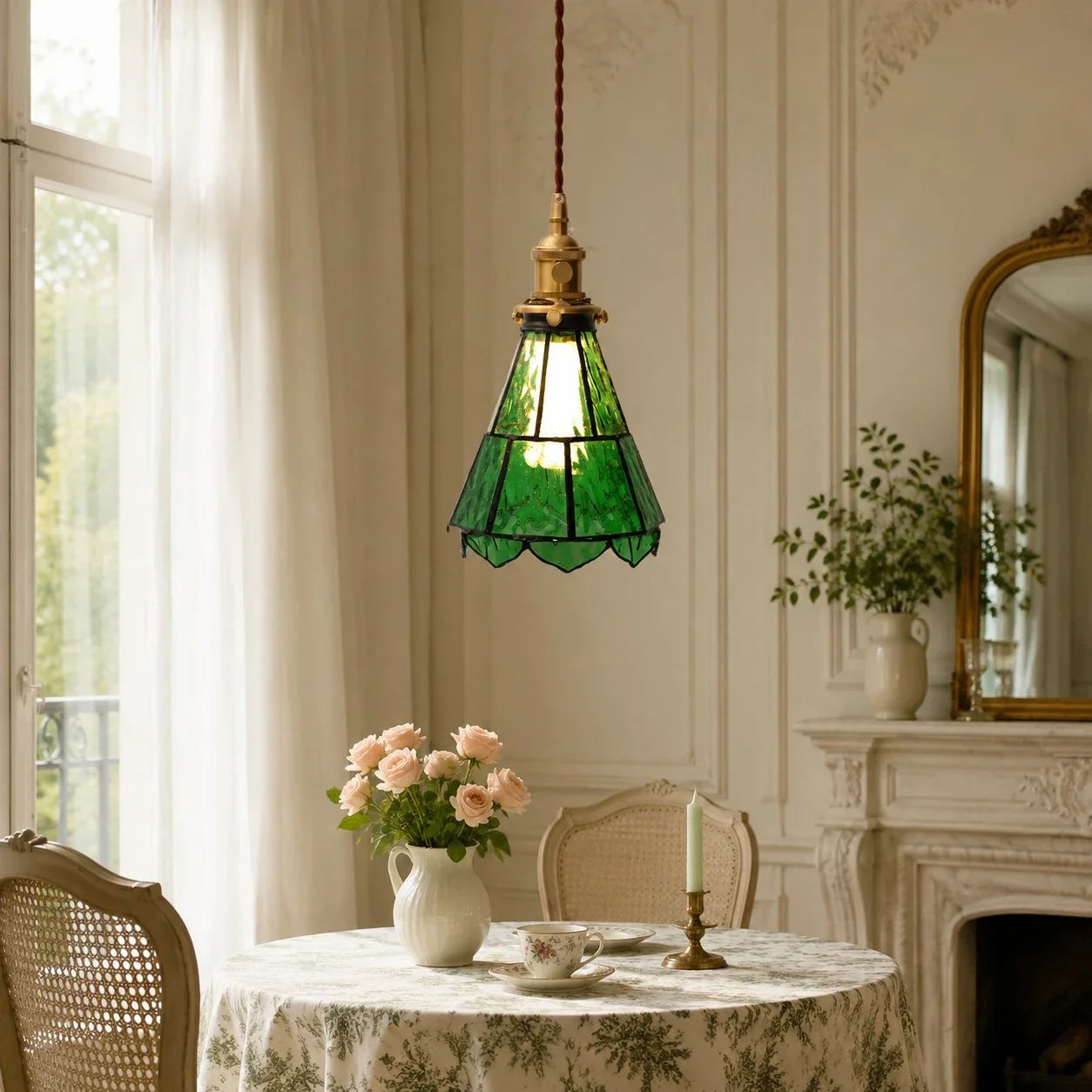 Lampada da parete in ottone e vetro ondulato in stile country francese | Esilora