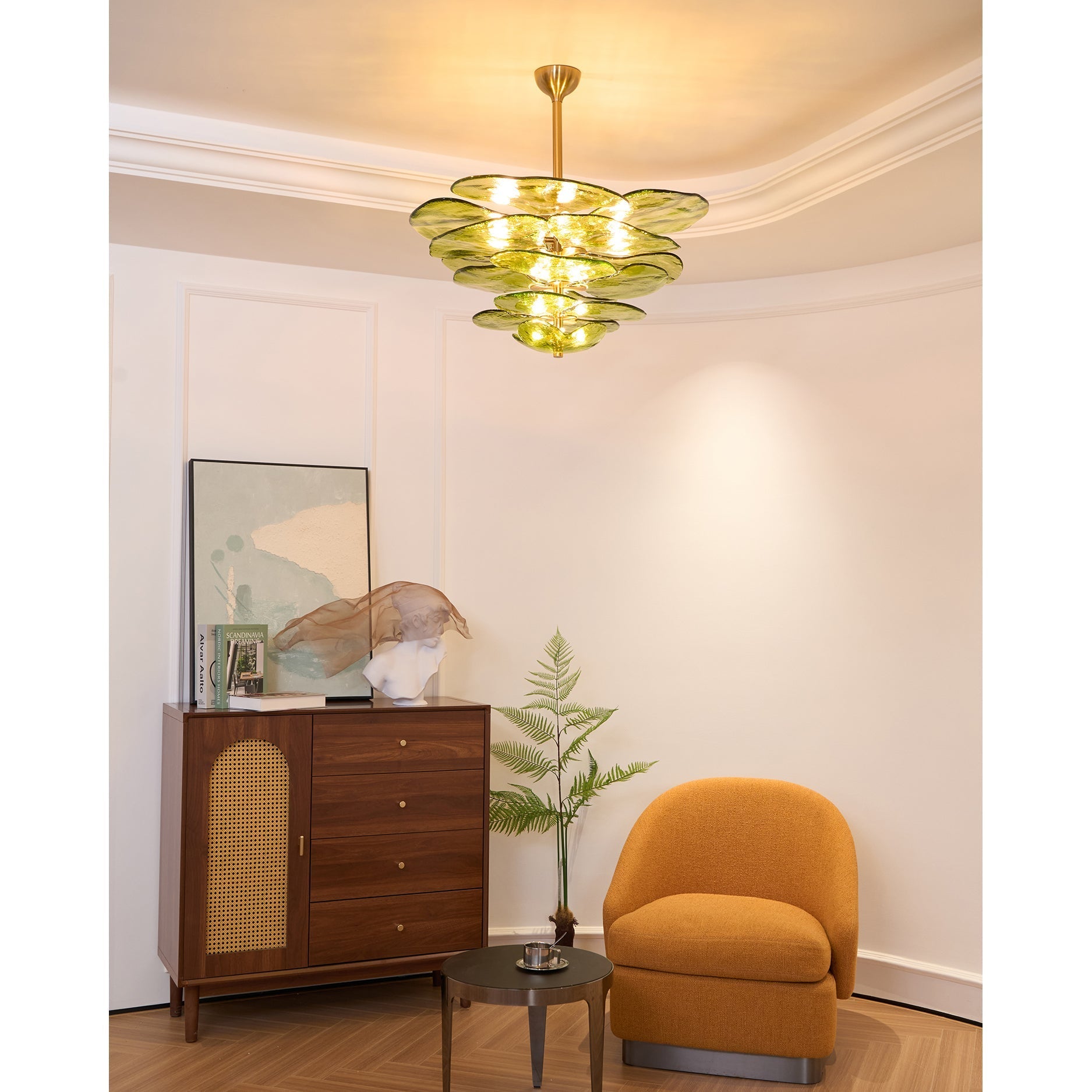 Lotus Leaf Layered Glass Chandelier | Esilora