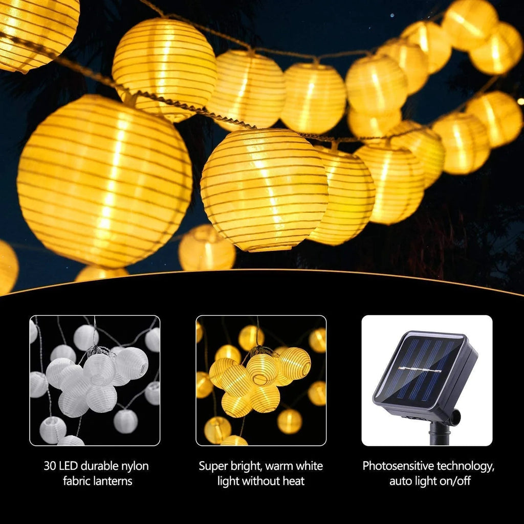 Solar LED Lantern String Lights – IP65 Waterproof Design - Esilora