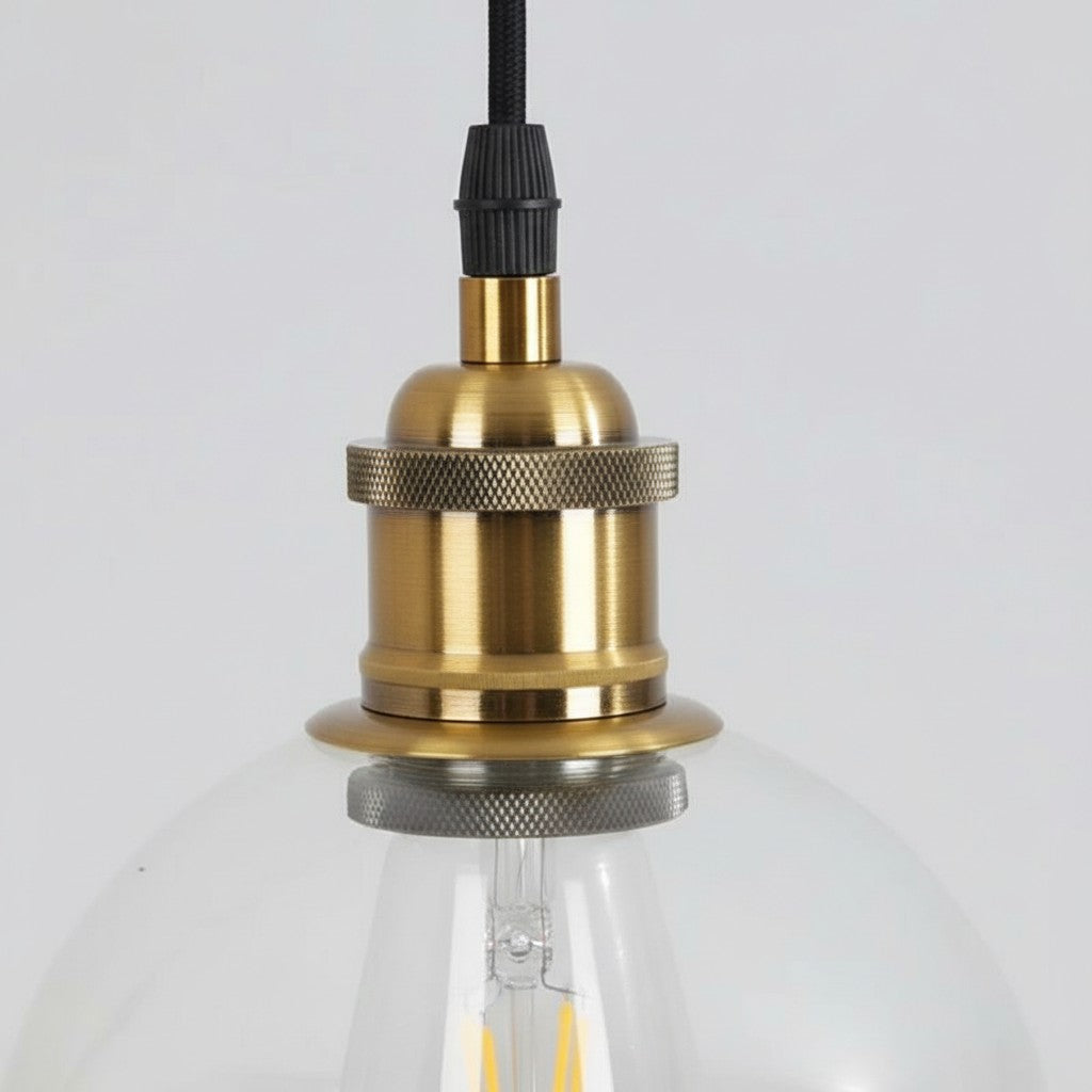 Glavena Vintage Glass Globe Pendant Light - Metal Details Hanging Light for Dining Rooms | Esilora