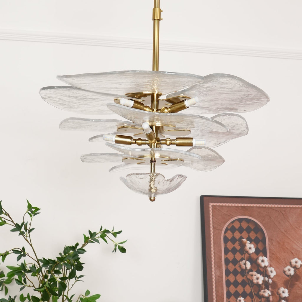 Lotus Leaf Layered Glass Chandelier | Esilora