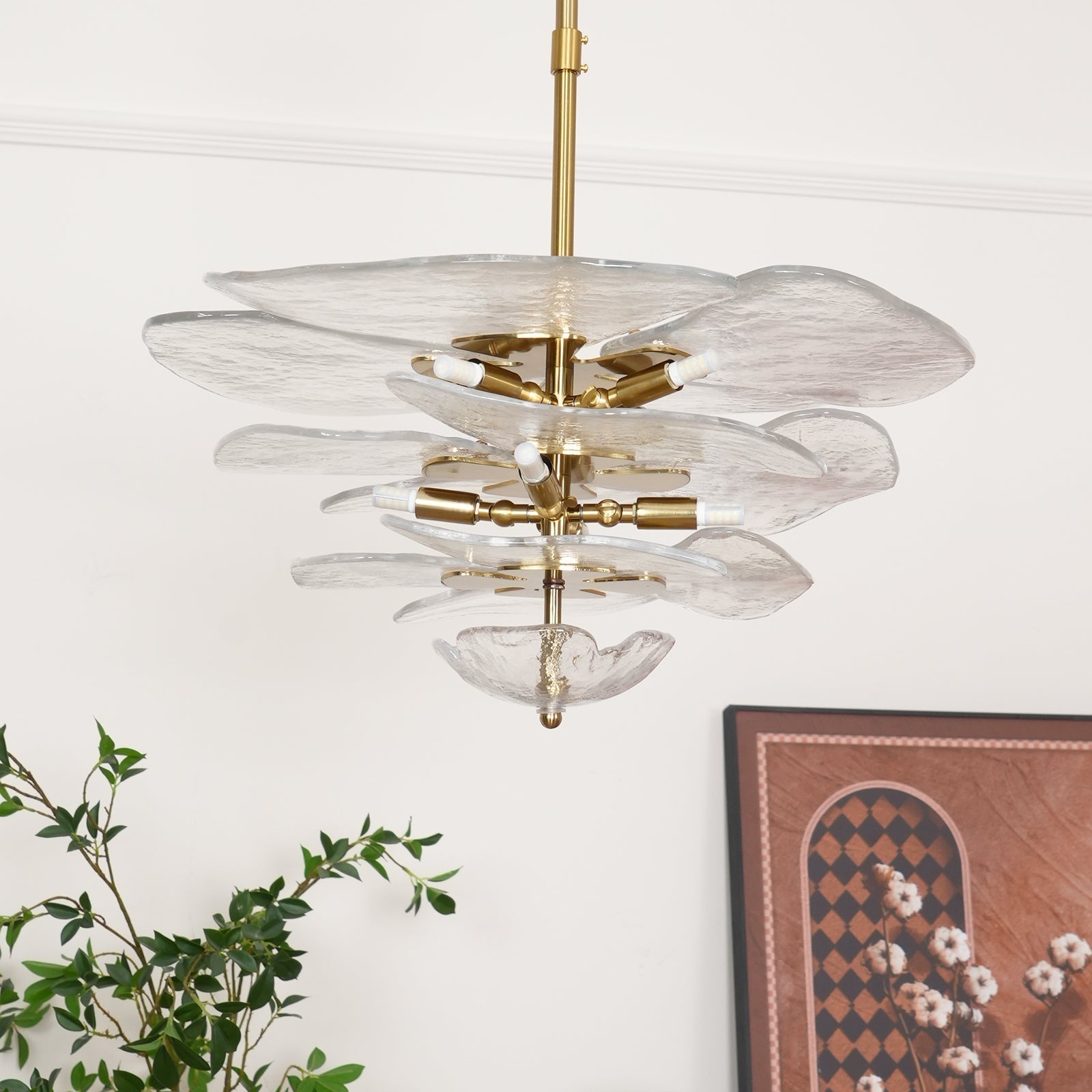 Lotus Leaf Layered Glass Chandelier | Esilora