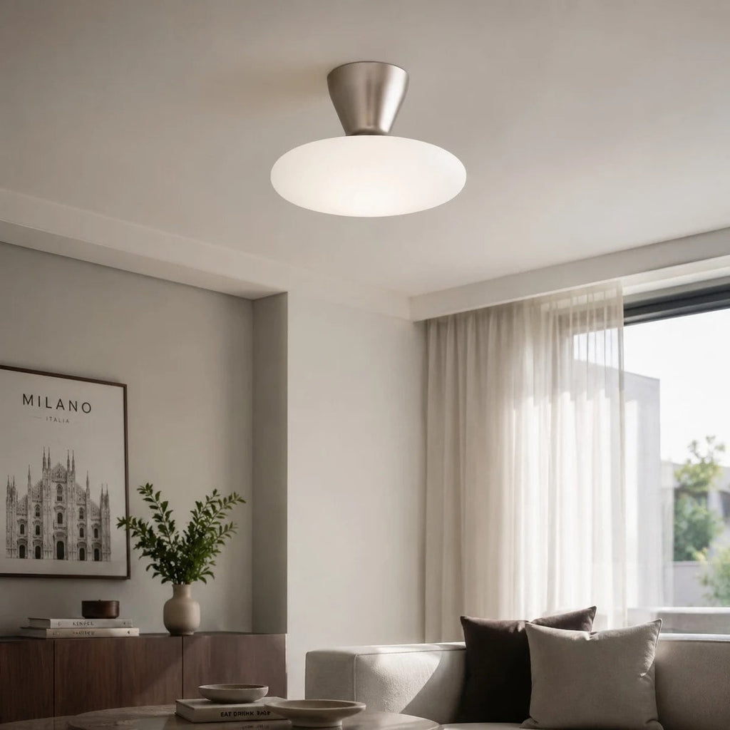 Konos White Glass Flush Mount Ceiling Light | Esilora