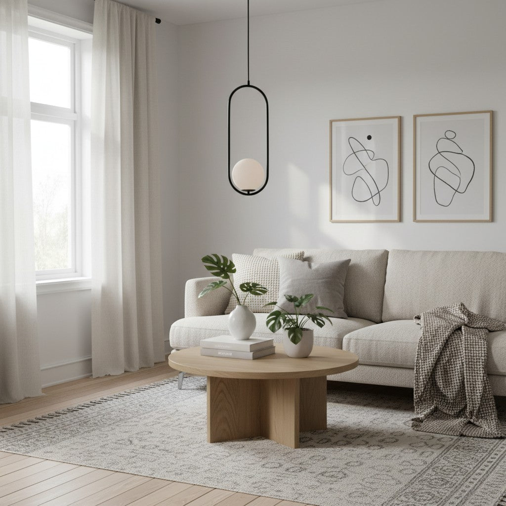 Moderní závěsné svítidlo Halozen – dekorativní závěsná lampa s jemně oválným profilem do obývacího pokoje | Esilora