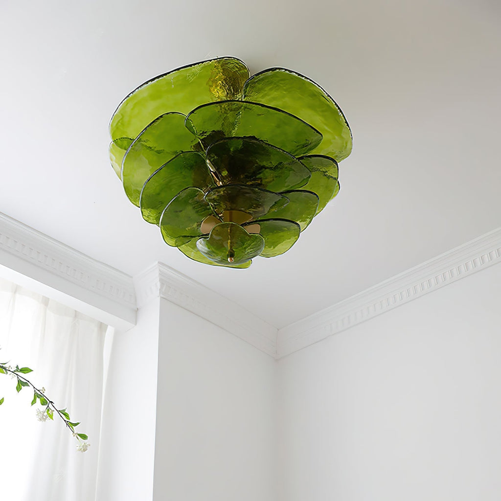 Lotus Leaf Layered Glass Chandelier | Esilora