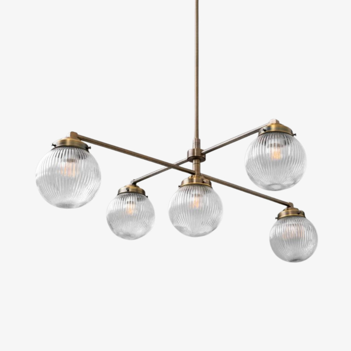 Glorica Glass skulpturale Globus-Pendelleuchte aus Metall und Glas – moderne Deckenleuchte für das Esszimmer | Esilora