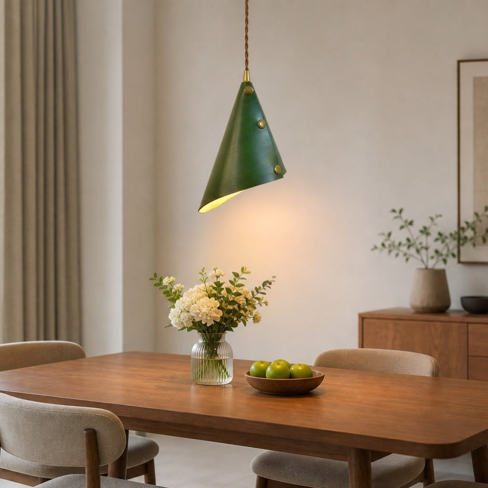 Leather Cone Pendant Lamp | Esilora