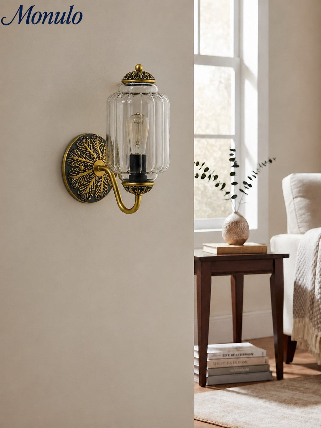 Vintage Milk Glass Sconce Bedside Hallway Eloise Wall Sconce | Esilora