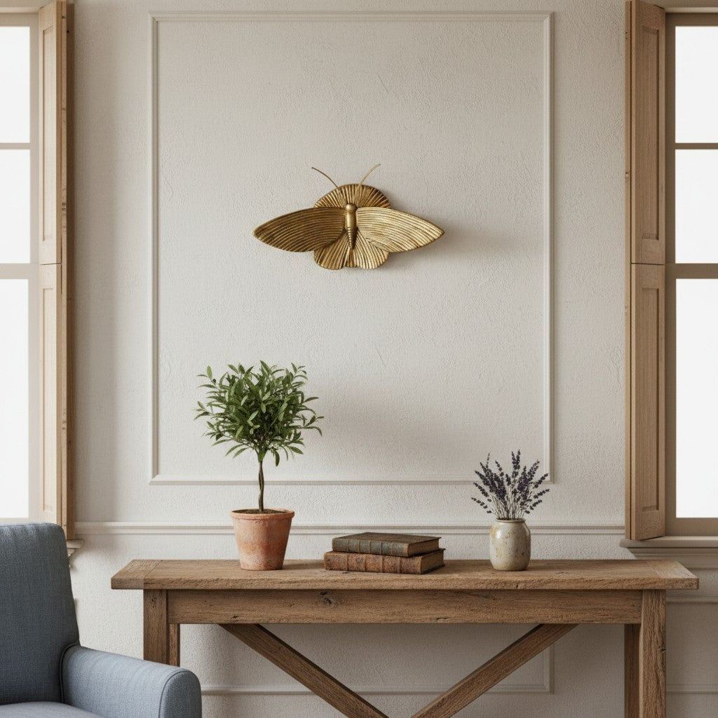 Mothriel Moth-Shaped Wall Lamp - Vintage Metal Lamp for Bedroom | Esilora