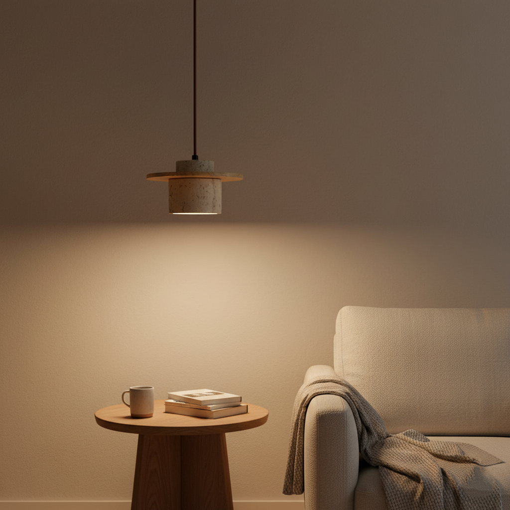Japanese Style Vintage Travertine Pendant Light | Esilora