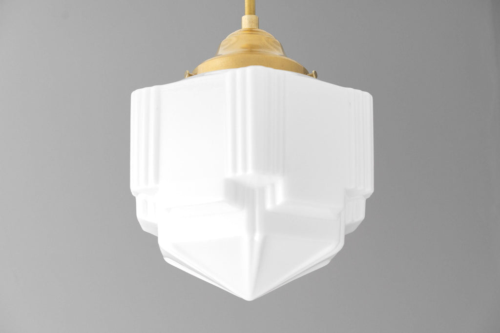 Geotower Glass Skyscraper Shade Art Deco Pendant Light – Vintage Ceiling Lamp for Dining Rooms, Kitchens and Offices | Esilora