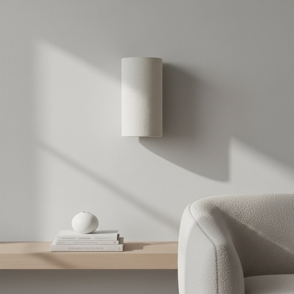 Linbron Natural Linen Sconce – Diffused Glow for Open Concept Living Spaces | Esilora