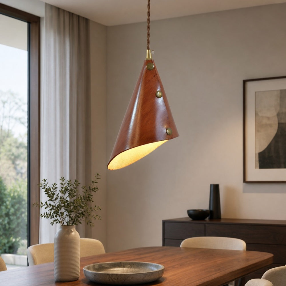 Leather Cone Pendant Lamp | Esilora