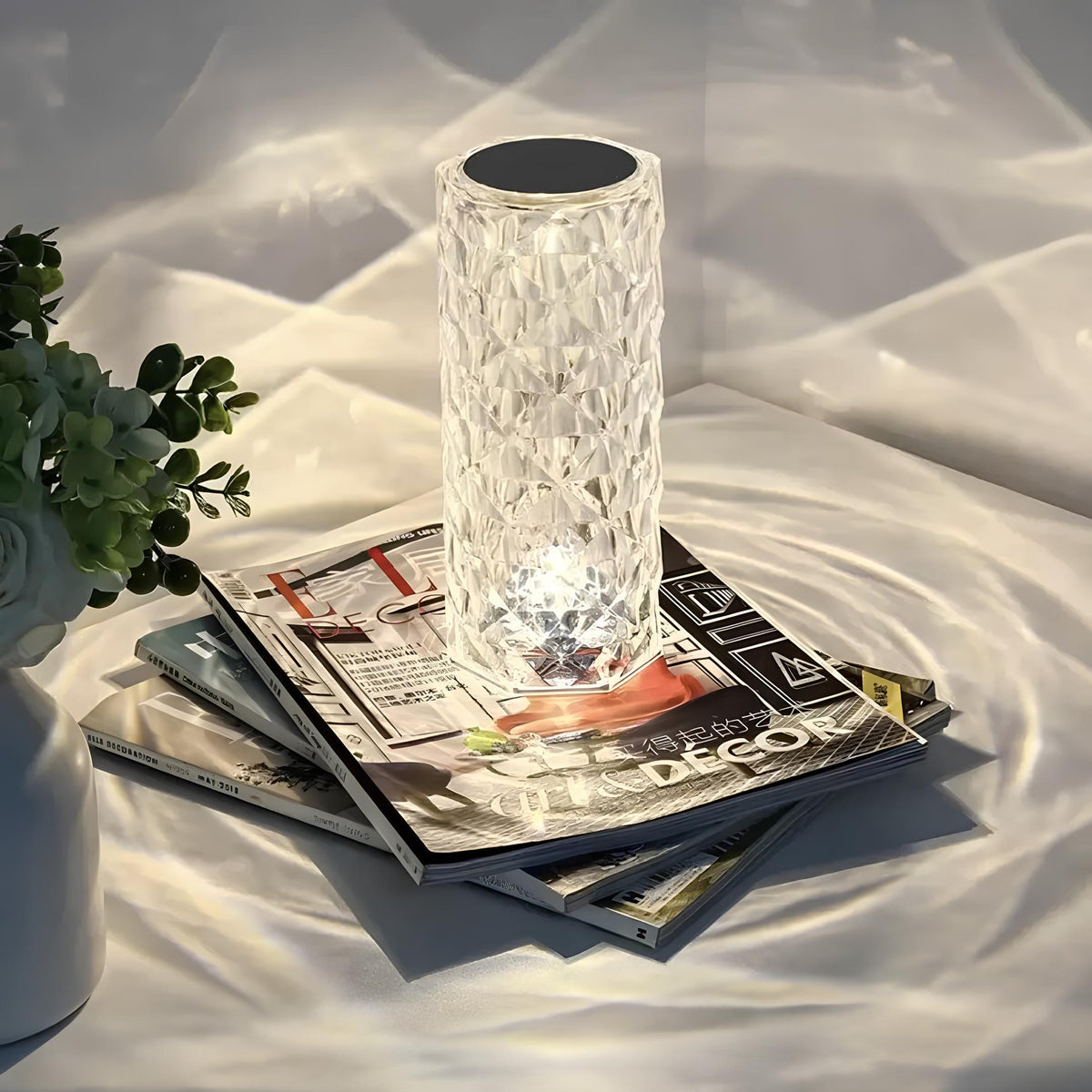 Acrylic Crystal Table Lamp — Sixteen Color Modes, Cordless Design, USB-C Rechargeable
