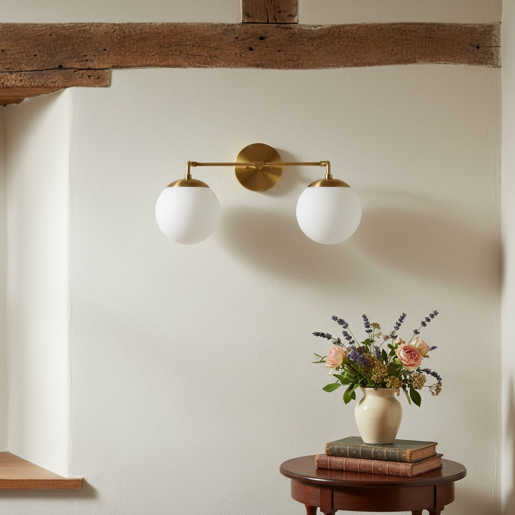 مصباح Glorica Glass الشريطي LED القابل لتعتيم الإضاءة للمرآة – وحدة إضاءة حمّام كروية بسيطة | Esilora
