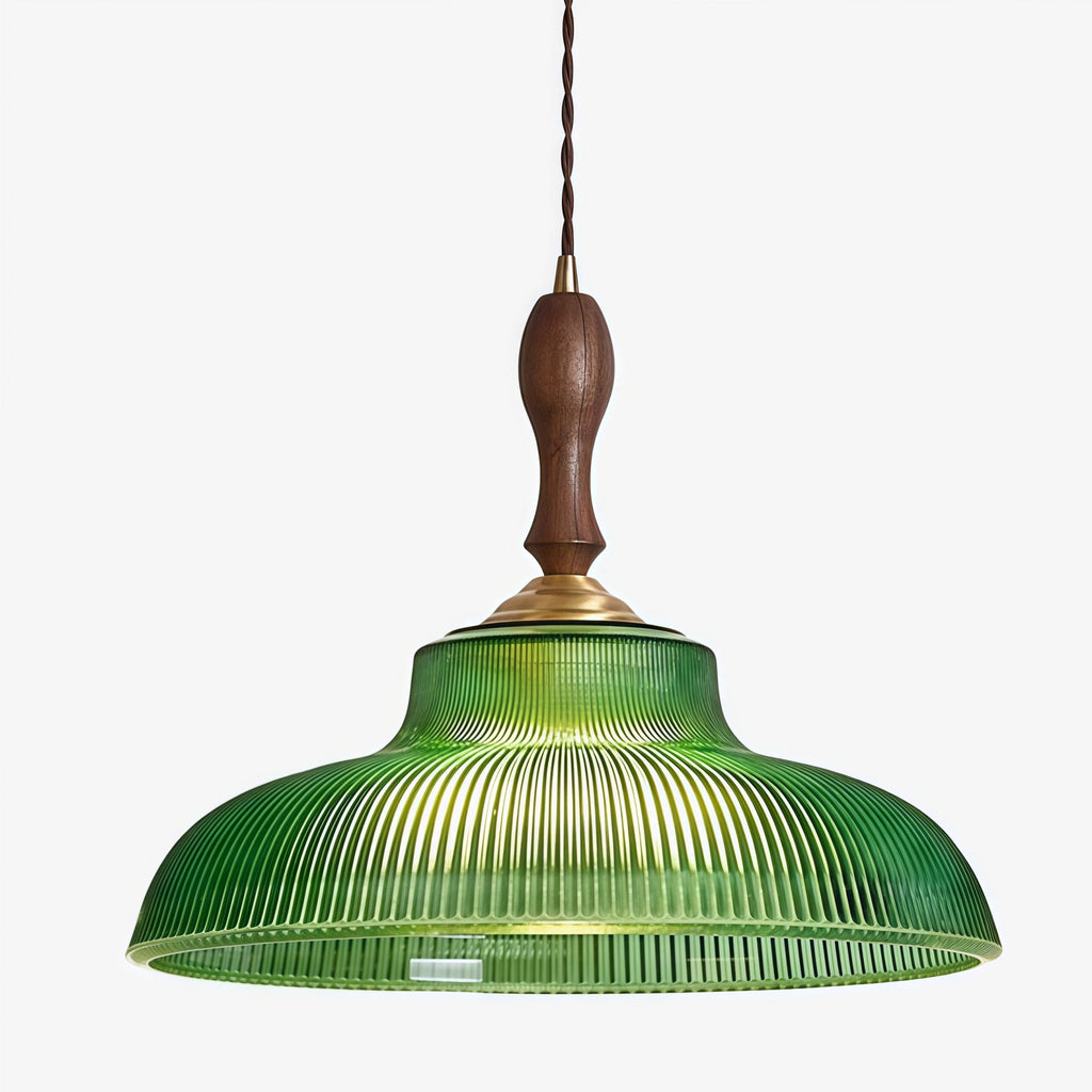 Elunaris Vintage Trumpet Shape Pendant Light with Green Glass Shade for Dining Room | Esilora