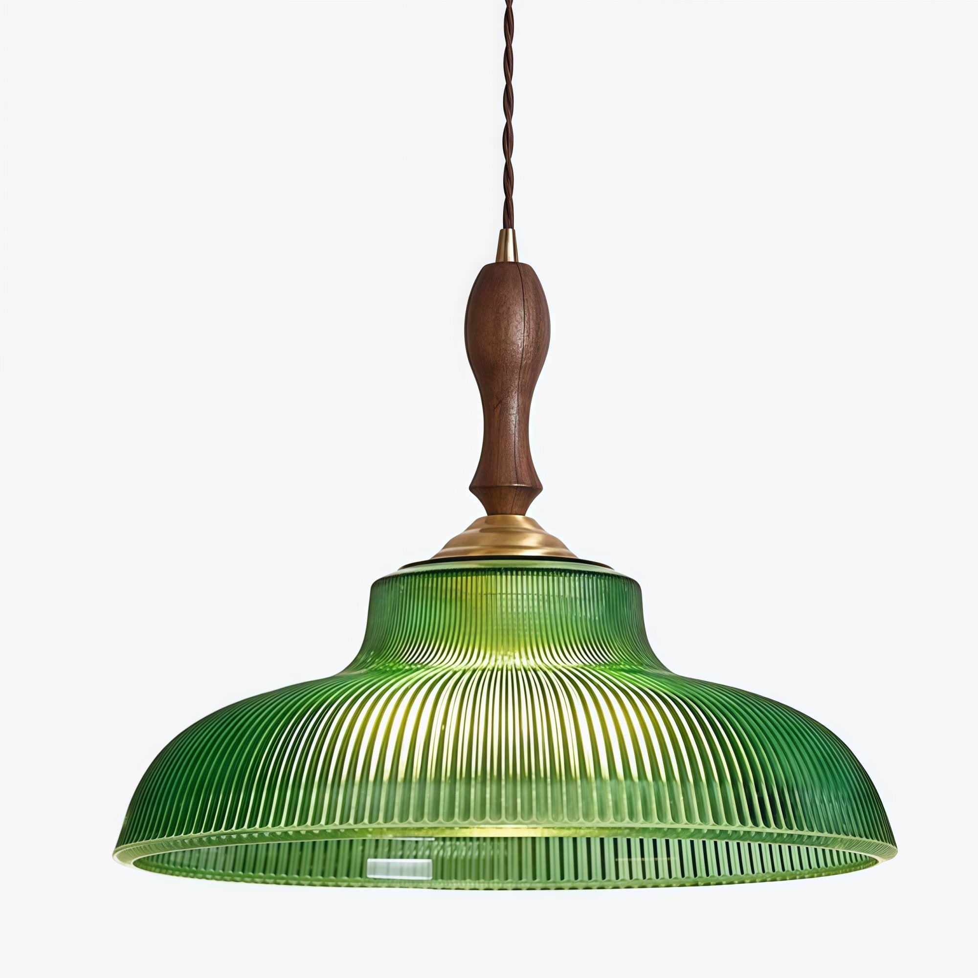 Elunaris Vintage Trumpet Shape Pendant Light with Green Glass Shade for Dining Room | Esilora