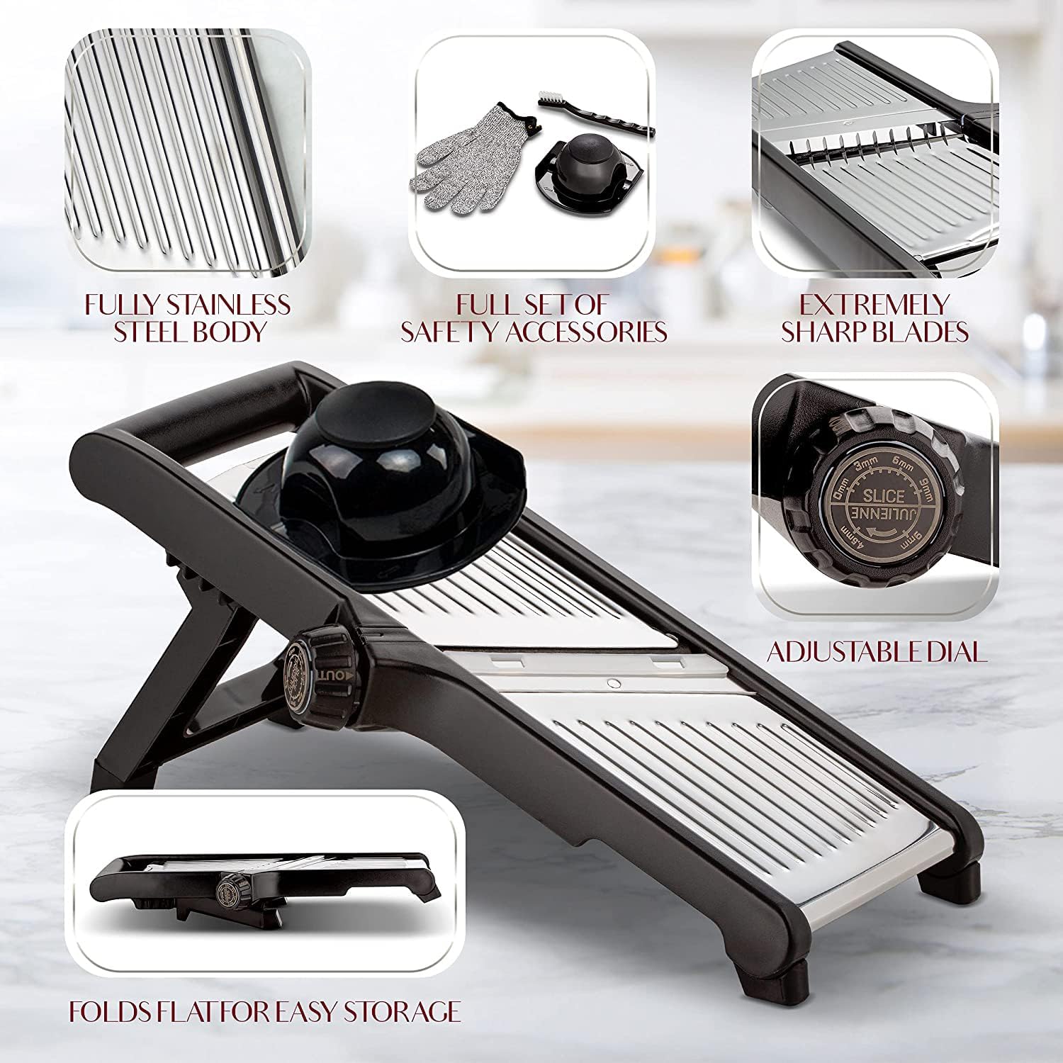 Precision Food Slicer with Safety Gloves – Safe Kitchen Tool for Meal Prep - Esilora