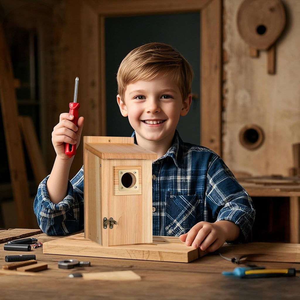 Caja nido de madera resistente a la intemperie — construcción resistente a la putrefacción