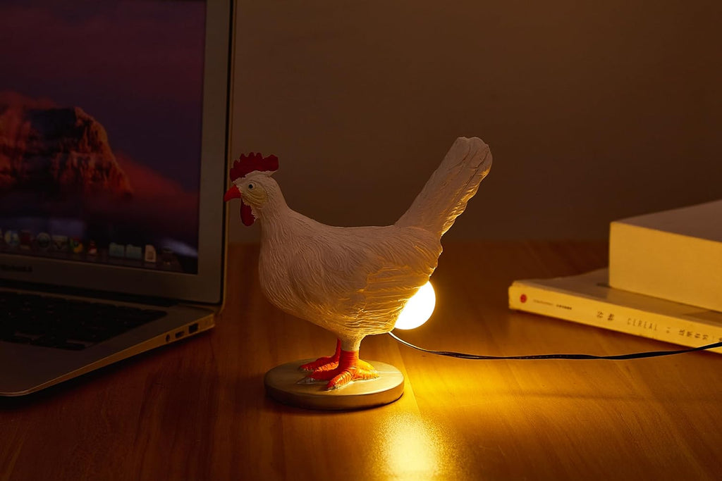 LED Chicken Figurine Table Lamp — Night Light Accent