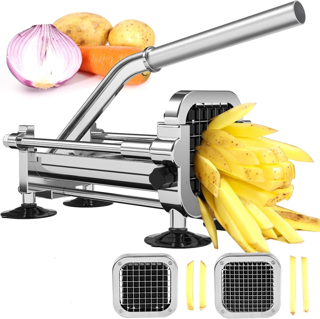 Stainless Steel French Fry Cutter with 2 Blades - Esilora