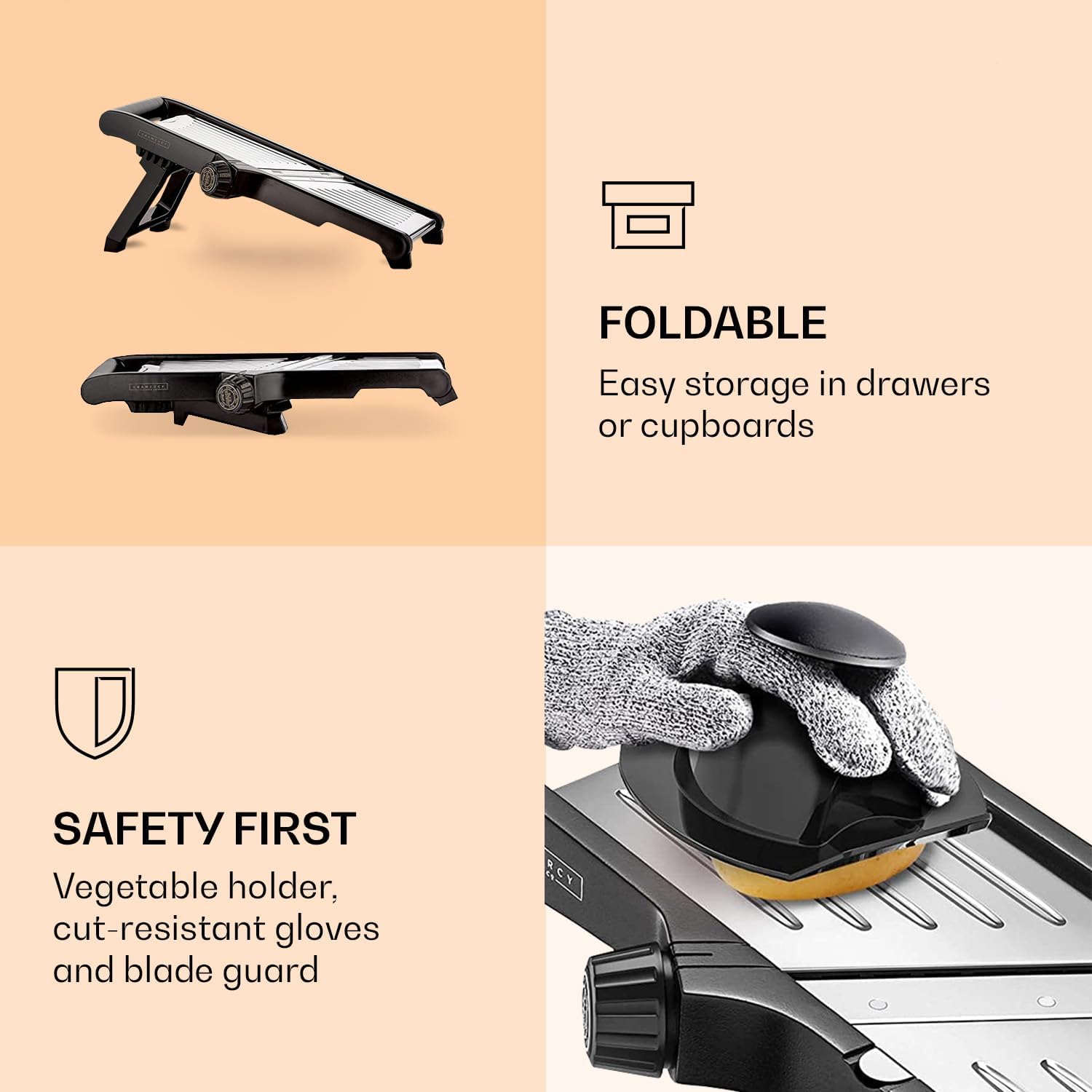 Precision Food Slicer with Safety Gloves – Safe Kitchen Tool for Meal Prep - Esilora