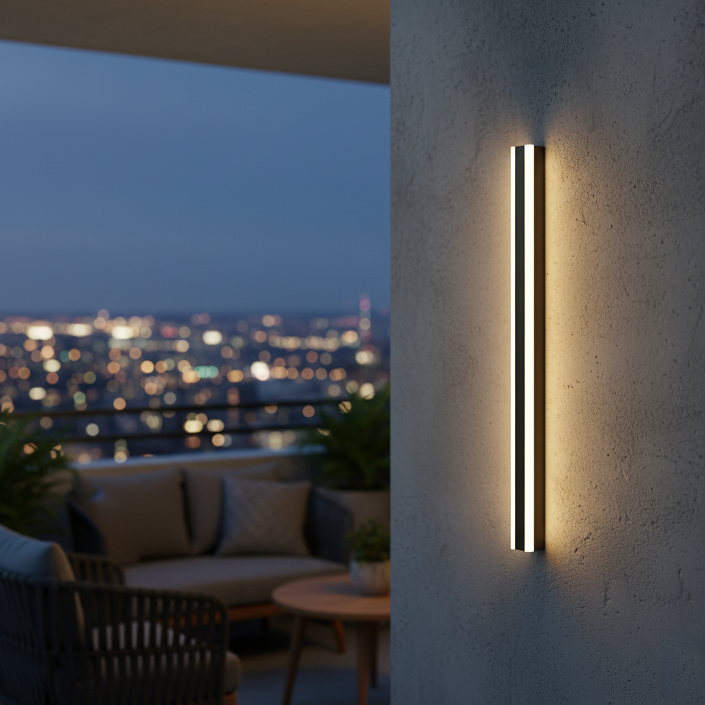 Elegantní minimalistické lineární kovové venkovní nástěnné svítidlo Edge | Esilora