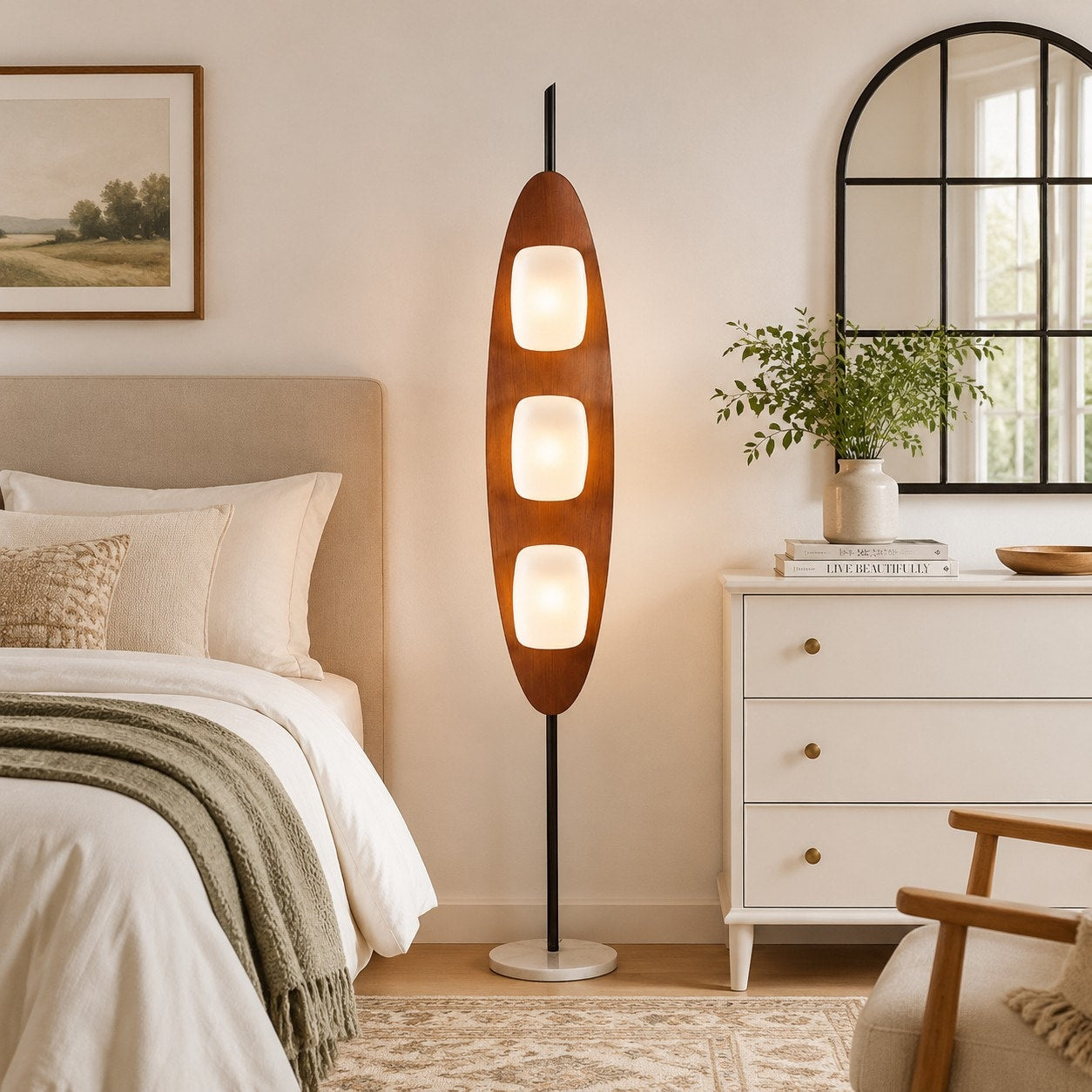 Bauhaus Walnut Tone Floor Lamp | Esilora