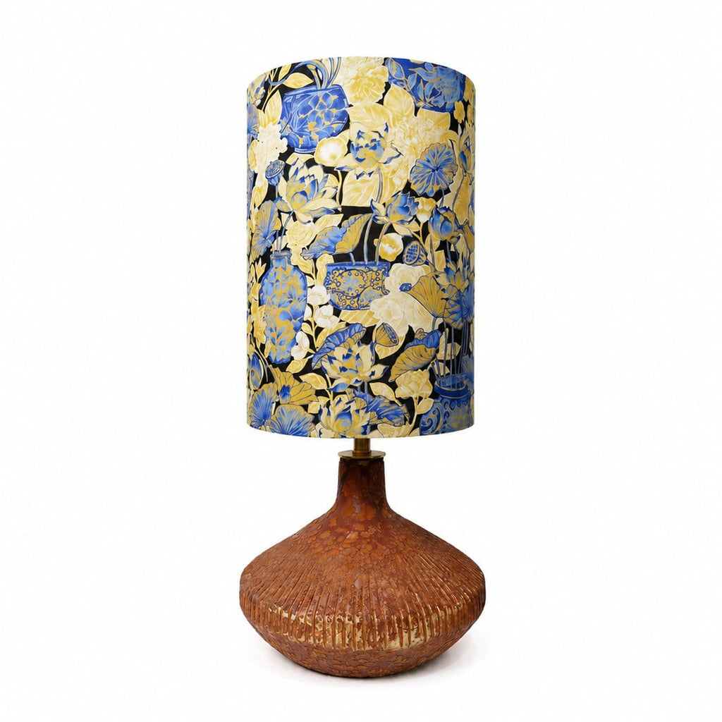 Liberty-Style Fabric Shade Ceramic Table Lamp for Bedside Ambient Lighting | Esilora
