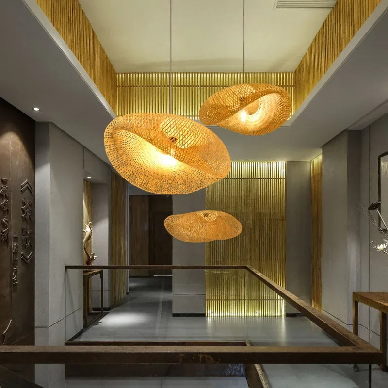 Aira Handwoven Natural Bamboo Pendant Light | Esilora