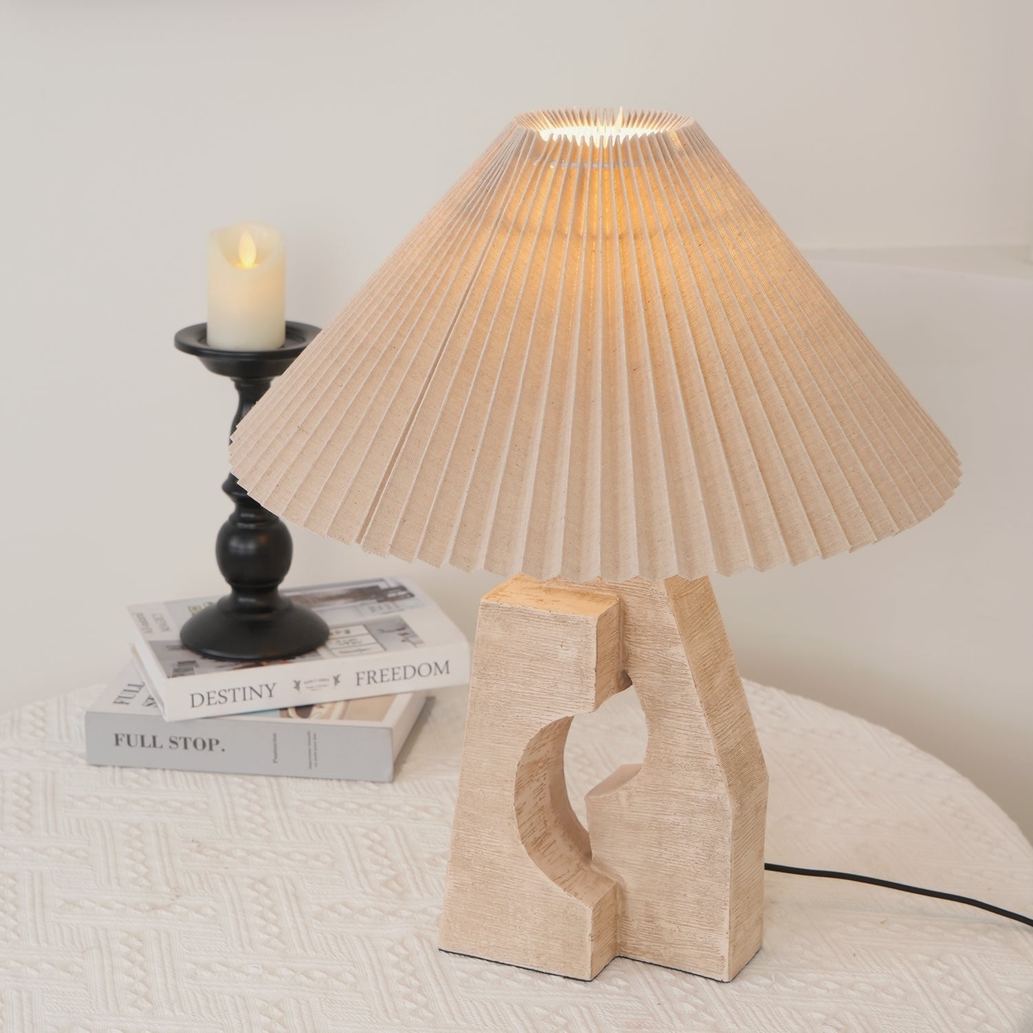Moderne künstlerische Steinsäulen-Tischlampe Travertin M05 | Esilora