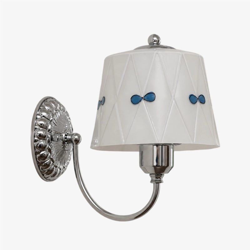 Kallera Billa Bow Knot Glass Wall Sconce - French Vintage Metal and Glass Wall Lamp for Bedroom and Hallway | Esilora
