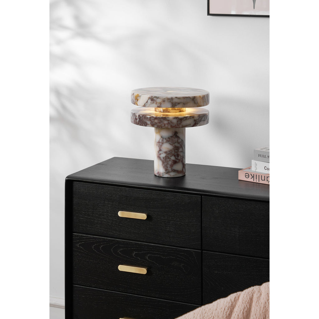 Modern Sculptural Table Lamp with Cylindrical Base Design for Bedroom Bedside and Living Room Use | Esilora