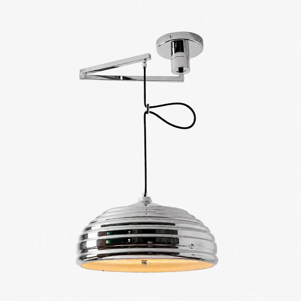 Industrielle Bauhaus-Pendelleuchte mit verstellbarem Arm in poliertem Chrom | Esilora