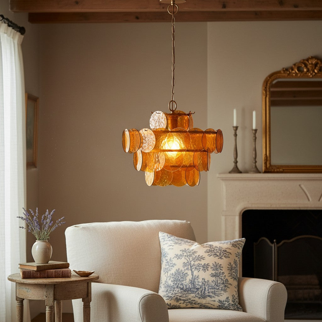 Morien Colorful Disc Pendant Light - Artistic Glass and Metal Pendant Lighting for Dining or Bedroom | Esilora