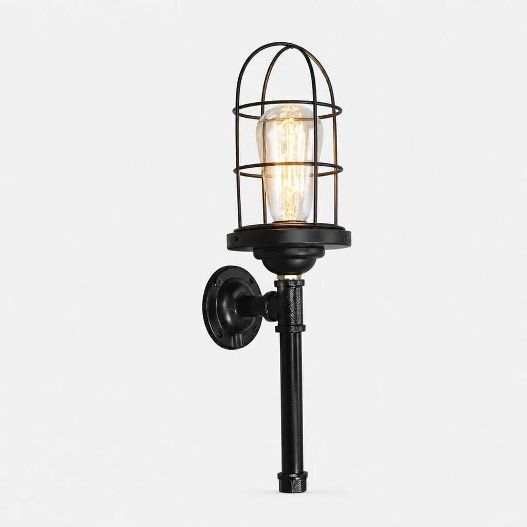 Industrial Cage Wall Sconce Light, Vintage Metal Wall Fixture for Hallways, Vanity, Bar and Bedroom | Esilora