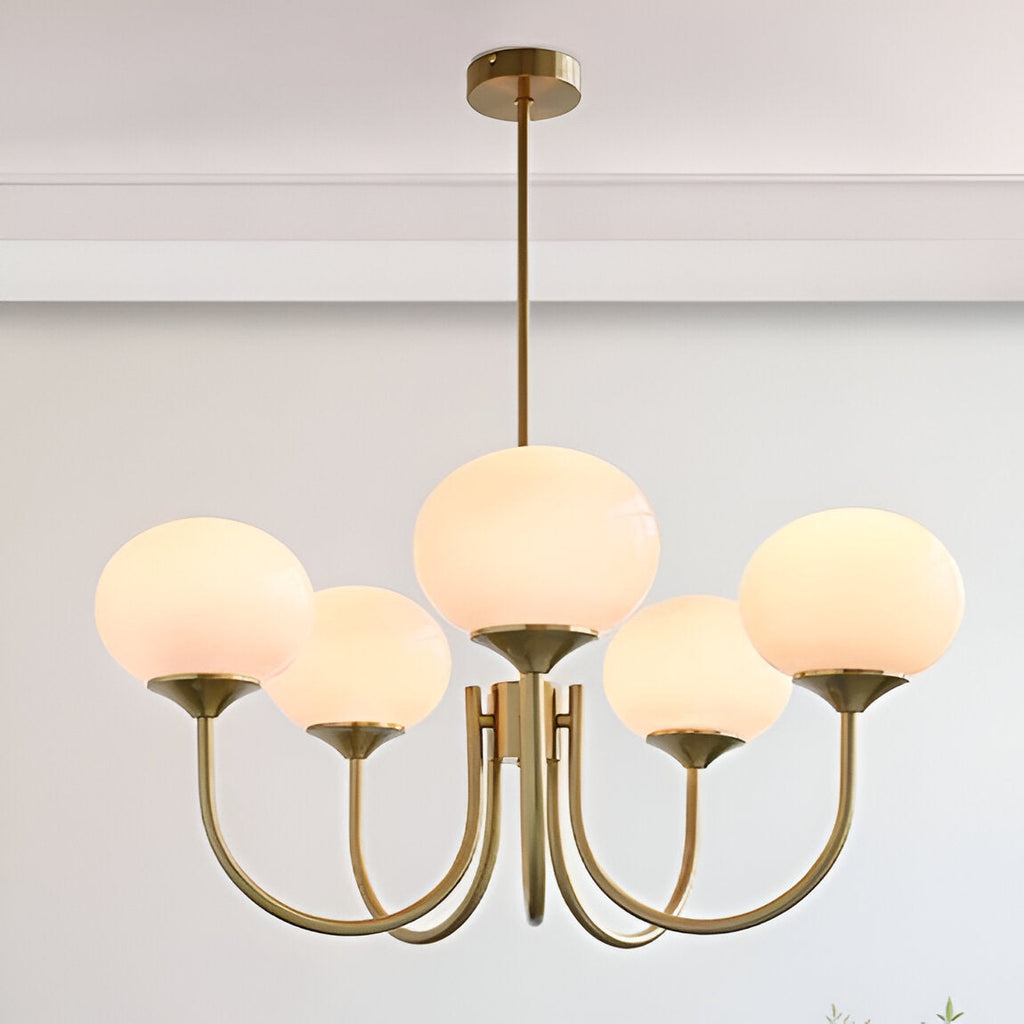 Javina Glass Cluster Chandelier - Iron Rounded Globe Modern Fixture for Dining Room and Living Rooms | Esilora