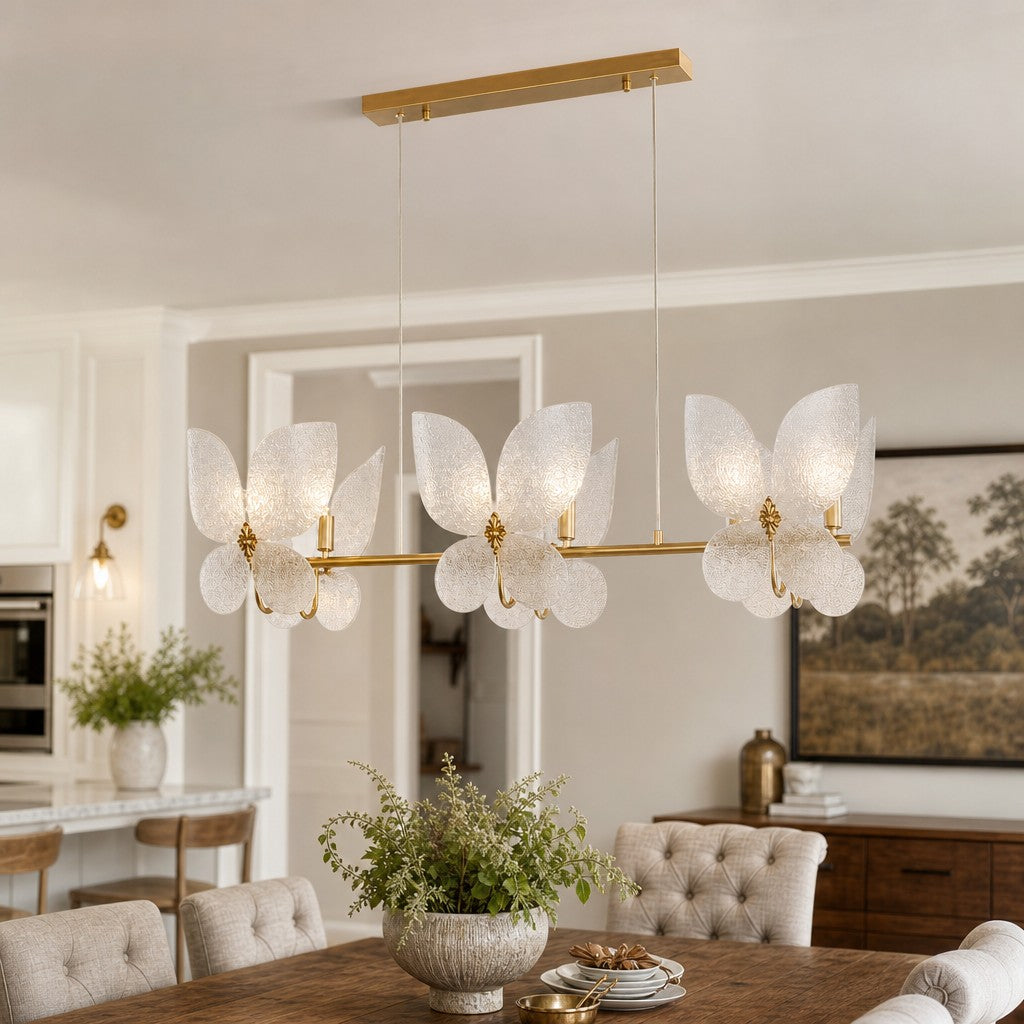 Lucenda Butterfly Chandelier - Gold Acrylic French Vintage Statement Light for Kitchen Island | Esilora