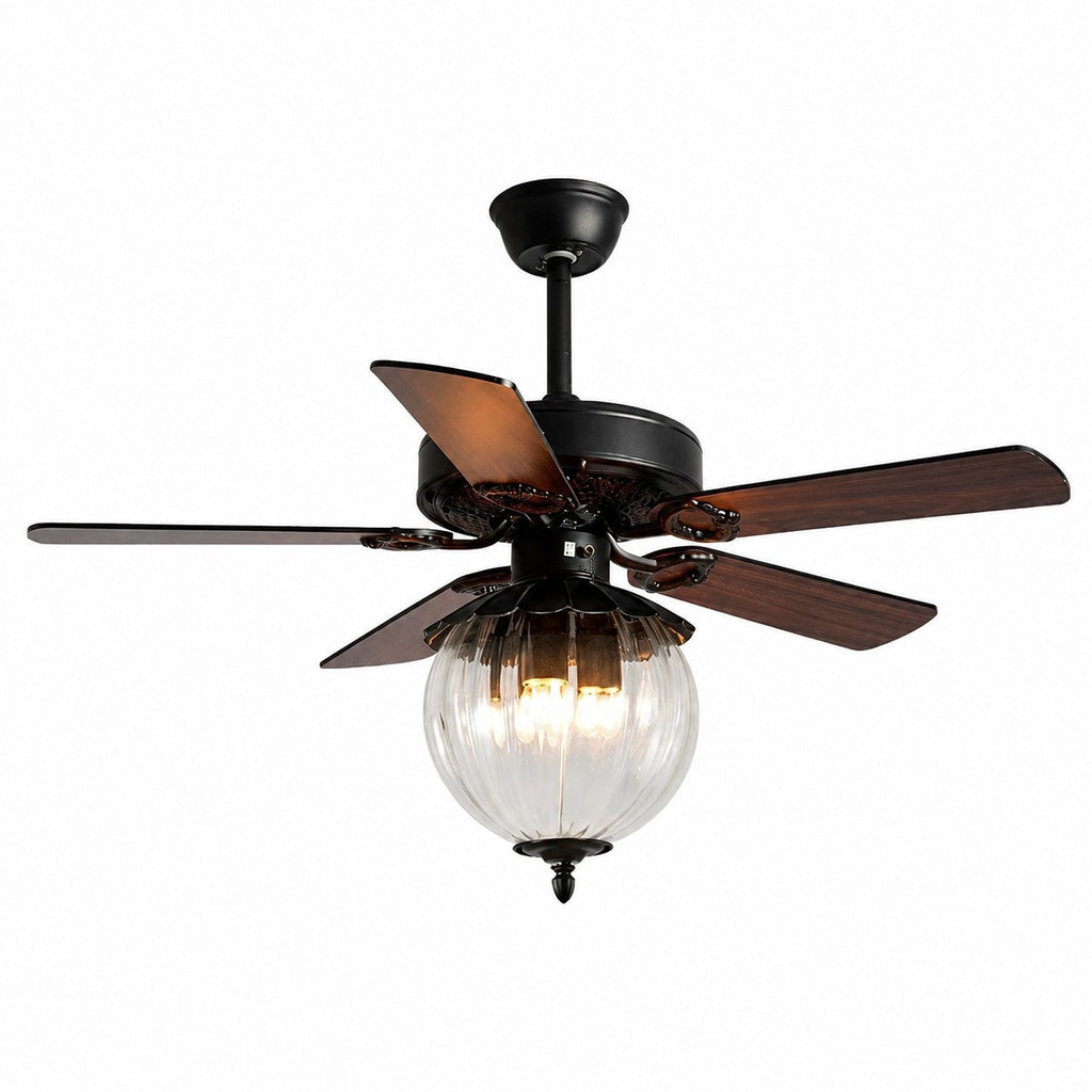 Konoha Holzdeckenventilator mit Bananenblatt und Licht | Esilora