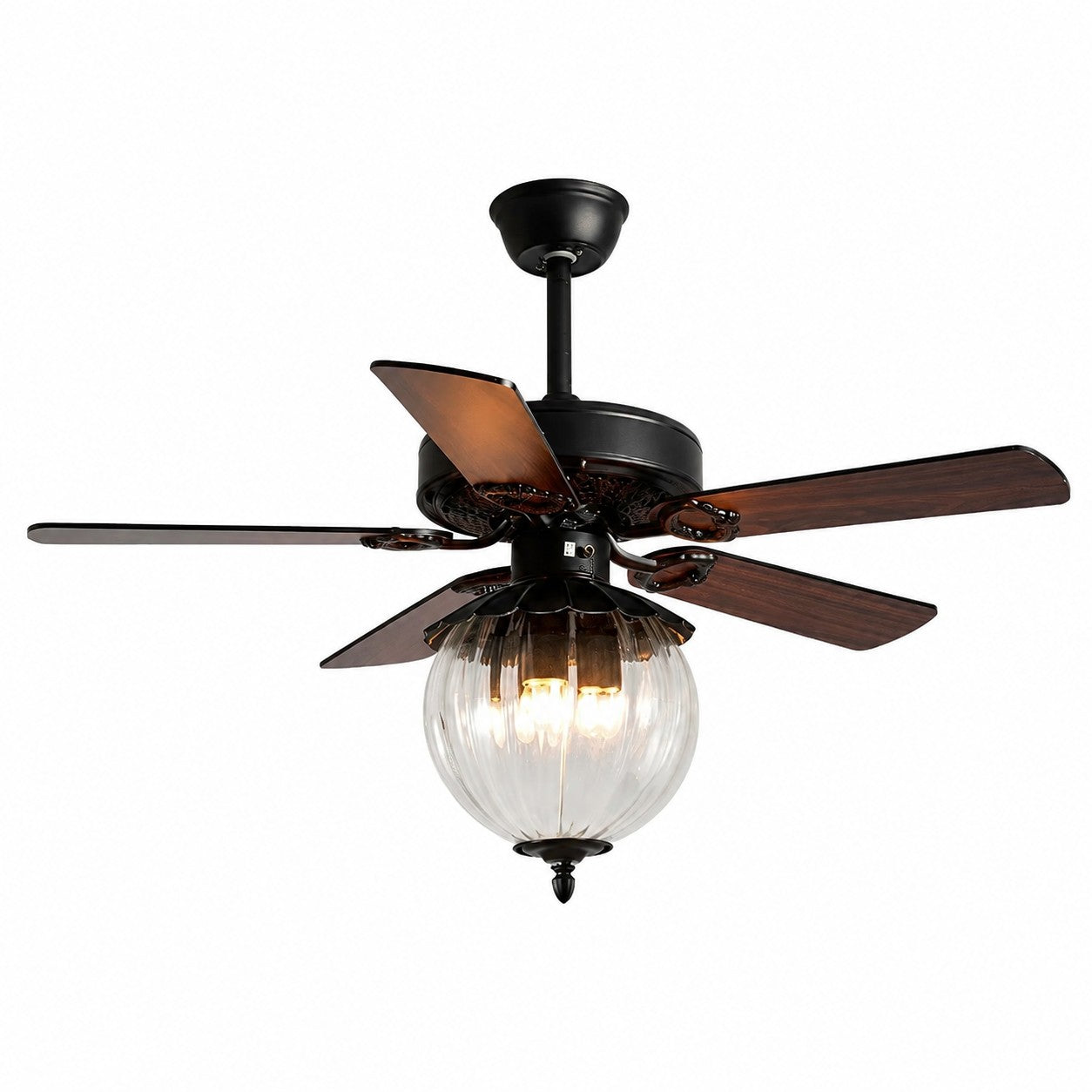Konoha Holzdeckenventilator mit Bananenblatt und Licht | Esilora