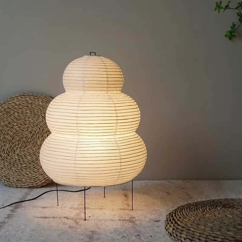 Lampada da tavolo giapponese wabi-sabi in carta di riso bianca | Esilora