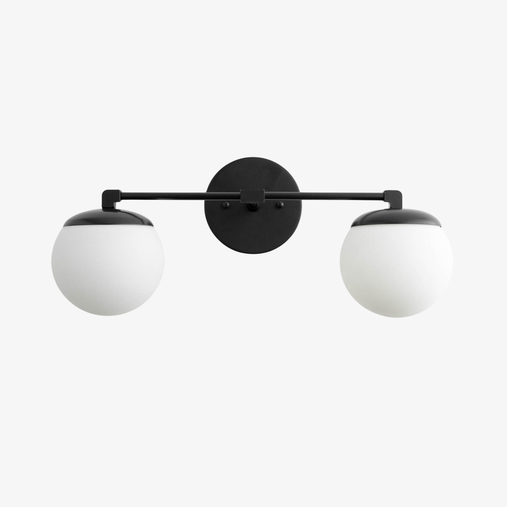 Applique da parete Glorica Glass Modern a 2 sfere – Luce da toilette per bagno | Esilora