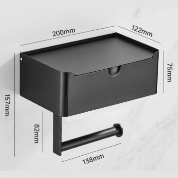 Tissuedispenser | Roestvrijstalen toiletpapierhouder | 2-in-1-houder met plank | SteelShelf - Esilora