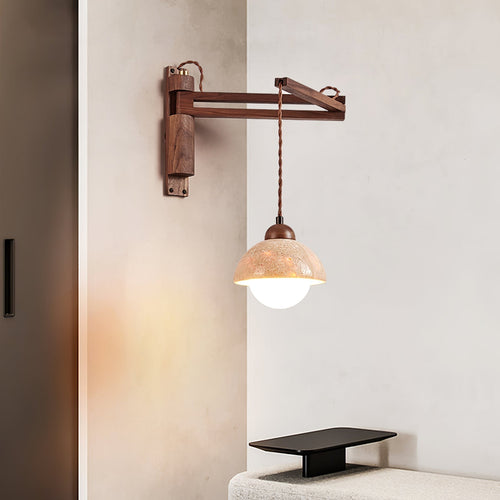 Adjustable Travertine Dome Wall Sconce | Esilora