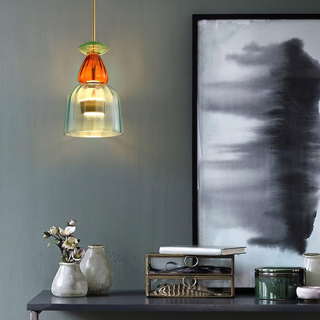 Hand Blown Glass Pendant Lamp - Colorful Candy Iron Mixed Color Indoor | Esilora