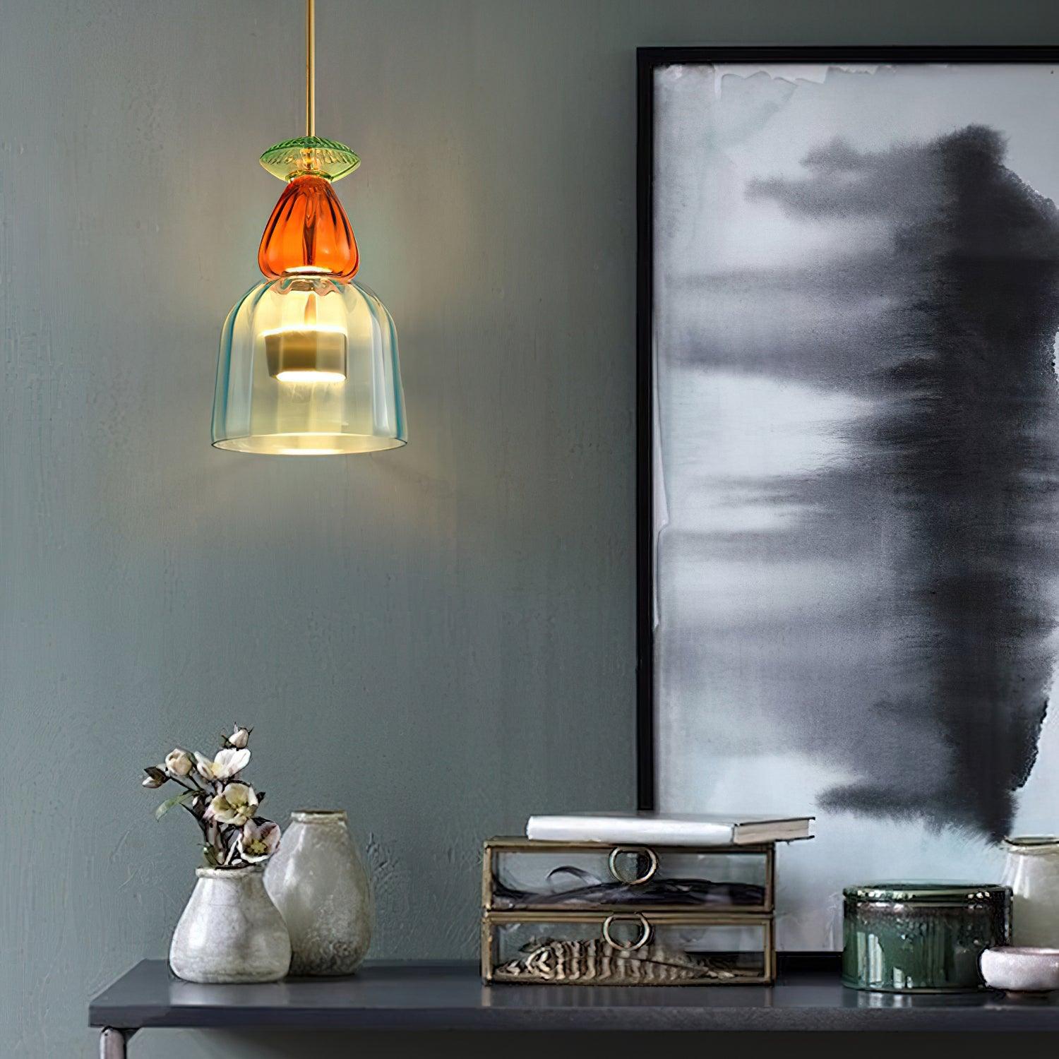 Hand Blown Glass Pendant Lamp - Colorful Candy Iron Mixed Color Indoor | Esilora